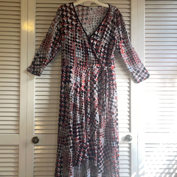 Tash + Sophie Dresses & Skirts - TASH + SOPHIE Faux Wrap Dress with High Low Hem